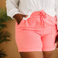 Zenana Linen Love Full Size Run Cuffed Shorts in Coral