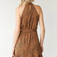 First Love Full Size Leopard Belted Sleeveless Dress